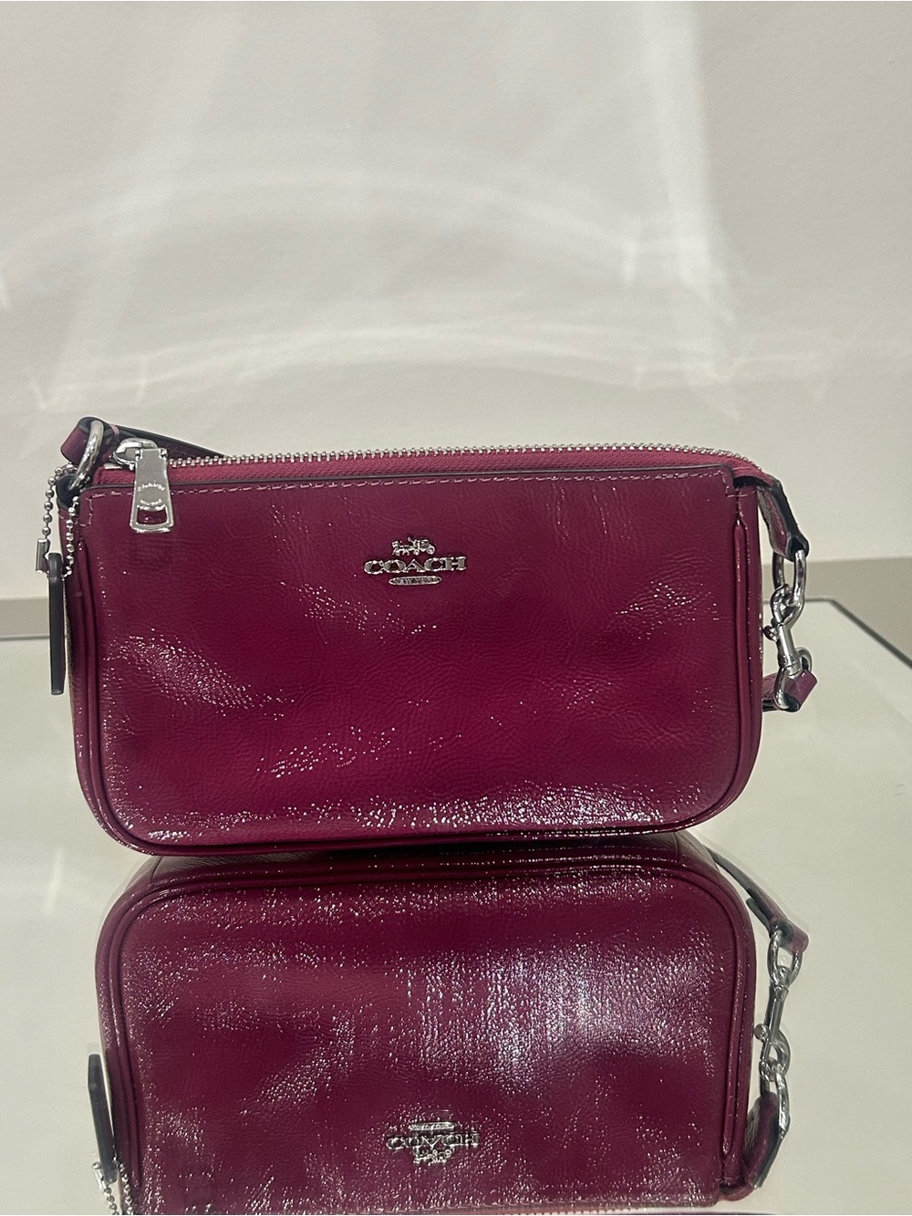 Coach Patent Leather Wristlet in Berry
